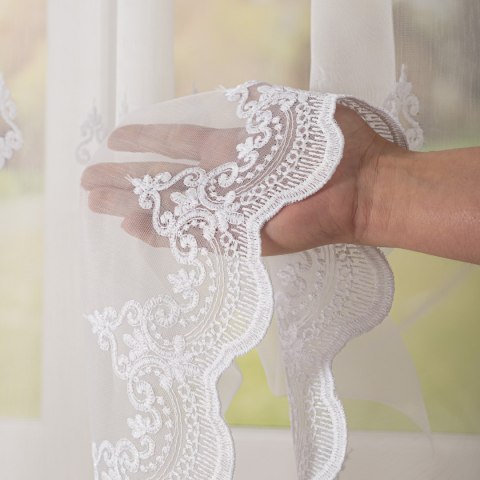 Firanka haftowana pasowa, wysokość 170cm, kolor 001 biały FH0040/768/001/000170/1