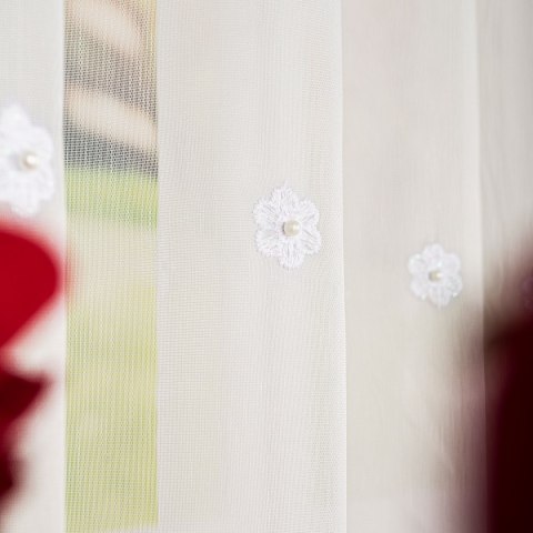 Firanka haftowana pasowa, wysokość 170cm, kolor 904 biały FH0021/000/904/000170/1
