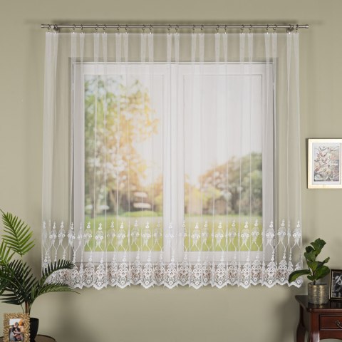 Firanka haftowana z samym dołem, wysokość 170cm, kolor 001 biały FH0036/020/001/000170/1