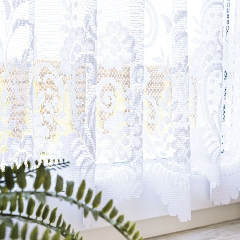 Zazdrostka żakardowa ze wzorem pasowym, wysokość 50cm, kolor 001 biały 044330/000/001/000050/1