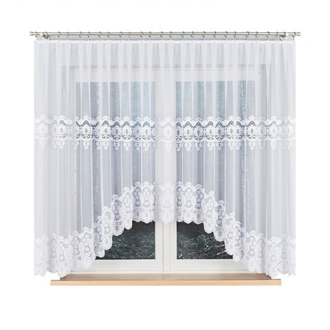 DARIA Firanka żakardowa gotowa, szerokość 500 x wysokość 160cm, kolor 001 biały 018982/FBL/001/500160/1