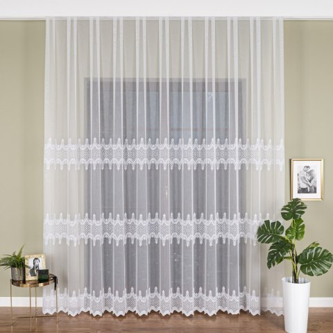 Firanka haftowana pasowa, wysokość 285cm, kolor 001 biały FH0026/768/001/000285/1