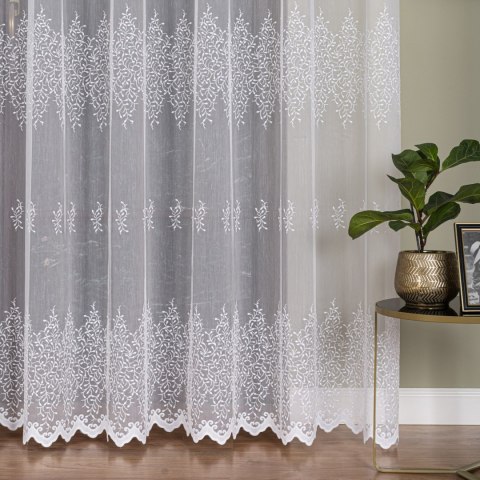 Firanka haftowana pasowa, wysokość 300cm, kolor 001 biały FH0043/768/001/000300/1