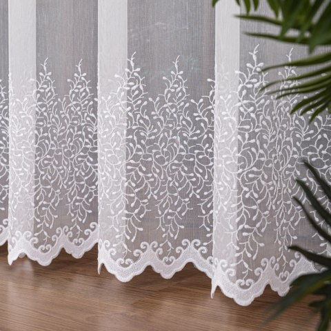 Firanka haftowana pasowa, wysokość 300cm, kolor 001 biały FH0043/768/001/000300/1