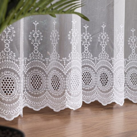 Firanka haftowana z samym dołem, wysokość 285cm, kolor 001 biały FH0022/768/001/000285/1