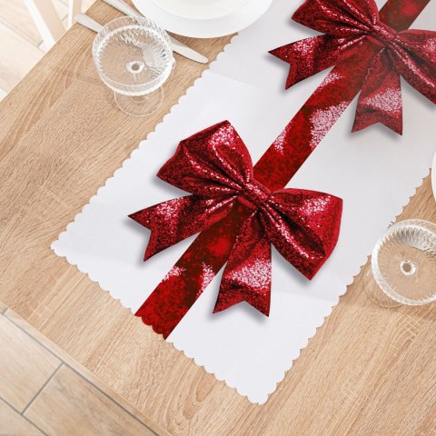 BROKATOWA KOKARDA Bieżnik NINA WODOODPORNA, 38x160cm, kolor 001 biały PBN333/KSP/C01/038160/1