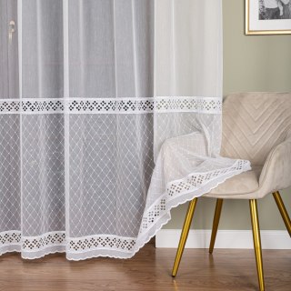 Firanka haftowana po całości, wysokość 285cm, kolor 001 biały FH0019/768/001/000285/1