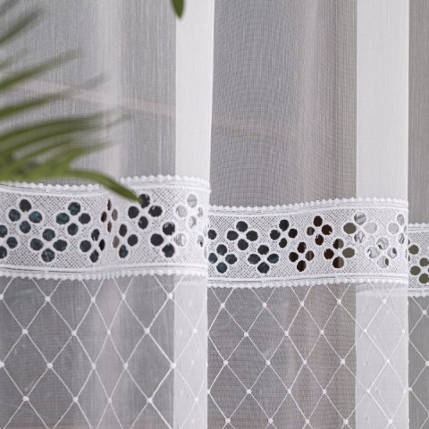 Firanka haftowana po całości, wysokość 285cm, kolor 001 biały FH0019/768/001/000285/1