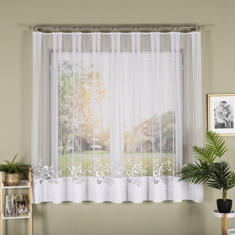 Firanka żakardowa ze wzorem na samym dole, wysokość 175cm, kolor 001 biały 107199/000/001/000175/1