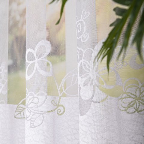 Firanka żakardowa ze wzorem na samym dole, wysokość 175cm, kolor 001 biały 107199/000/001/000175/1