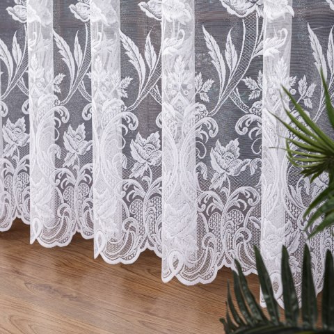 Firanka żakardowa ze wzorem po całości, wysokość 250cm, kolor 001 biały 049815/000/001/000250/1