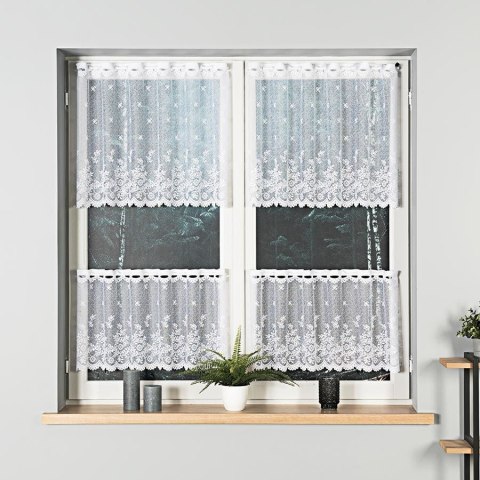 KAROLINA Zazdrostka żakardowa ze wzorem po całości, wysokość 45cm, kolor 001 biały 054160/000/001/000045/1