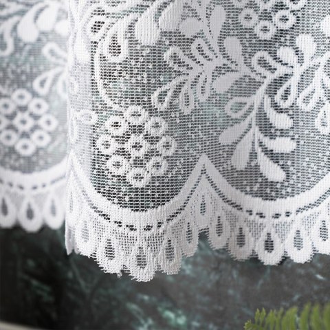 KAROLINA Zazdrostka żakardowa ze wzorem po całości, wysokość 45cm, kolor 001 biały 054160/000/001/000045/1