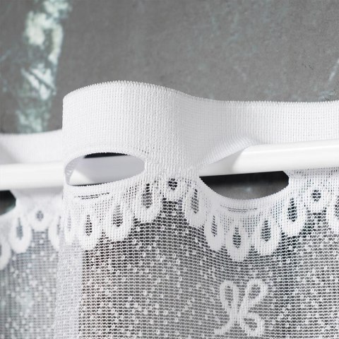 KAROLINA Zazdrostka żakardowa ze wzorem po całości, wysokość 45cm, kolor 001 biały 054160/000/001/000045/1