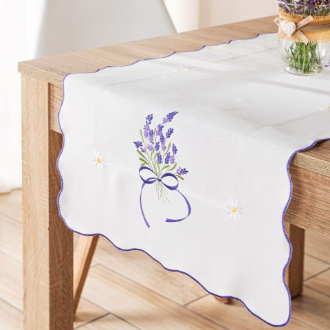 LAWENDOWA POLANA Bieżnik z haftem, szerokość 50cm x wysokość 100cm, kolor 001 biały 291771/KSP/001/050100/1