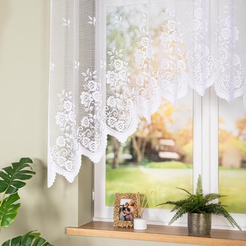 SARA Firanka żakardowa gotowa, szerokość 300 x wysokość 140cm, kolor 001 biały 044330/FBL/001/300140/1