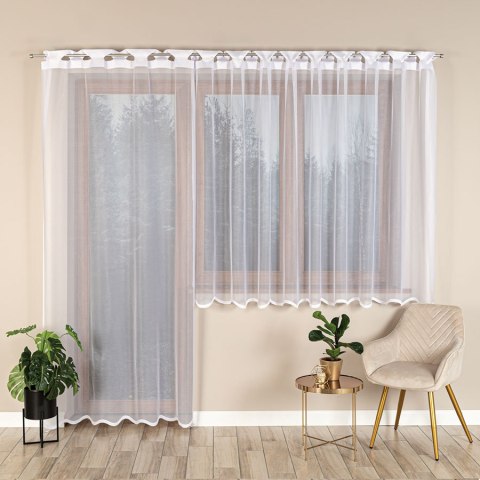 ELZA Firanka żakardowa gotowa na prosto, szerokość 140 x wysokość 230cm, kolor 001 biały 023456/FBP/001/140230/1