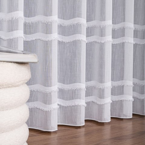 Firana fantazyjna z ołowianką, wysokość 300cm, kolor 001 biały 330068/OLO/001/000300/1