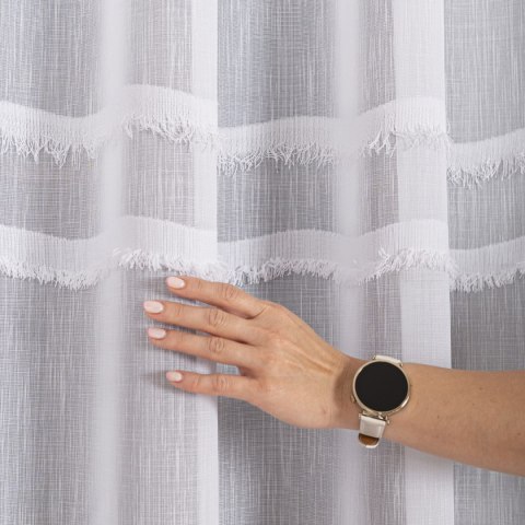 Firana fantazyjna z ołowianką, wysokość 300cm, kolor 001 biały 330068/OLO/001/000300/1