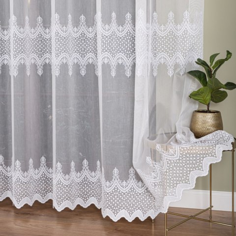 Firanka haftowana pasowa, wysokość 285cm, kolor 001 biały FH0027/768/001/000285/1