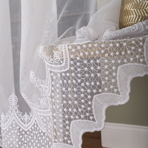 Firanka haftowana pasowa, wysokość 285cm, kolor 001 biały FH0027/768/001/000285/1