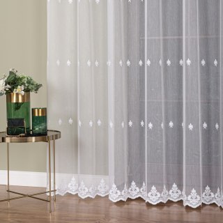 Firanka haftowana pasowa, wysokość 300cm, kolor 001 biały FH0042/768/001/000300/1