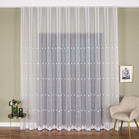 Firanka haftowana pasowa, wysokość 300cm, kolor 001 biały FH0042/768/001/000300/1