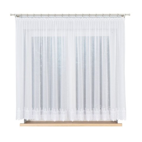 Firanka haftowana ze wzorem na samym dole, wysokość 160cm, kolor 001 biały 008240/768/001/000160/1