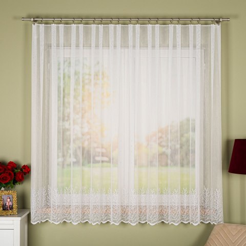 Firanka haftowana ze wzorem na samym dole, wysokość 170cm, kolor 001 biały FH0048/768/001/000170/1