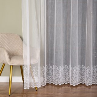 Firanka haftowana ze wzorem na samym dole, wysokość 300cm, kolor 001 biały FH0048/768/001/000300/1