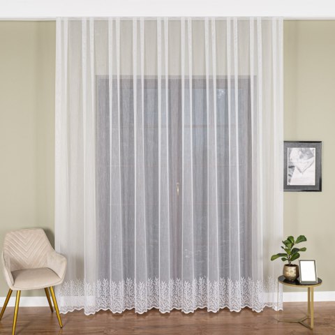 Firanka haftowana ze wzorem na samym dole, wysokość 300cm, kolor 001 biały FH0048/768/001/000300/1