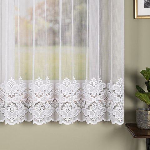 Firanka żakardowa ze wzorem na samym dole, wysokość 175cm, kolor 001 biały 015997/000/001/000175/1