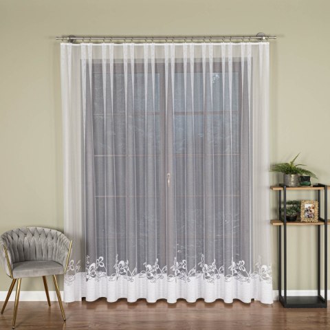 Firanka żakardowa ze wzorem na samym dole, wysokość 250cm, kolor 001 biały 107199/000/001/000250/1