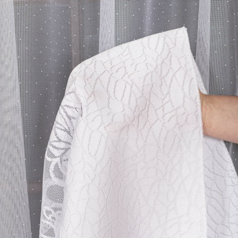 Firanka żakardowa ze wzorem na samym dole, wysokość 250cm, kolor 001 biały 107199/000/001/000250/1