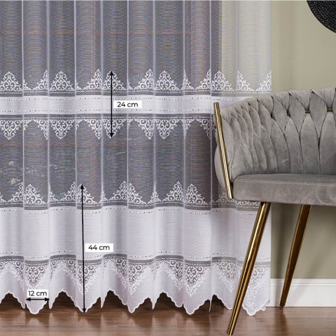 Firanka żakardowa na metry 107363 wysokość 250 cm kolor biały