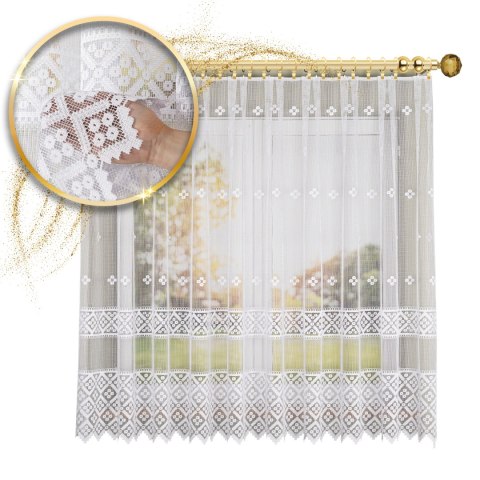 Firanka żakardowa na metry 011450 wysokość 175 cm kolor biały