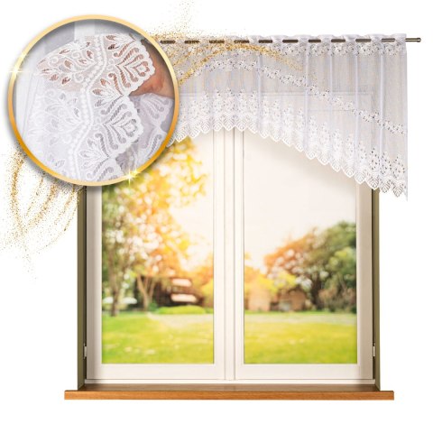 JAGODA Firanka żakardowa gotowa, szerokość 250 x wysokość 80cm, kolor 001 biały 018534/FBL/001/250080/1