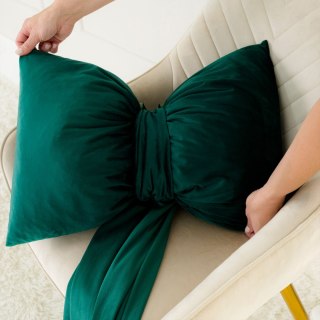 KOKARDA Poduszka welwetowa z wypełnieniem silikonowym, 30x50cm z szarfą 25x290cm, kolor 010 ciemny zielony, butelkowy VELVI0/SIL