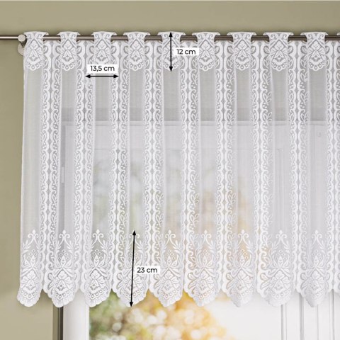 Zazdrostka żakardowa ze wzorem po całości, wysokość 80cm, kolor 001 biały 362770/000/001/000080/1