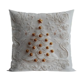 CHOINKA Z EFEKTEM 3D Poszewka dekoracyjna VELVET, 40x40cm, kolor 001 szaro biały PBN335/POP/001/040040/1