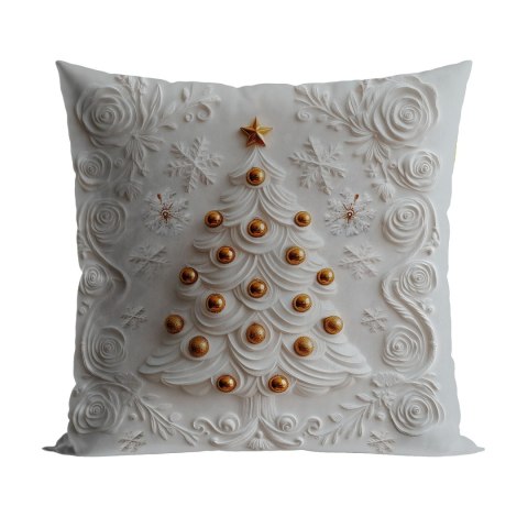 CHOINKA Z EFEKTEM 3D Poszewka dekoracyjna VELVET, 40x40cm, kolor 001 szaro biały PBN335/POP/001/040040/1