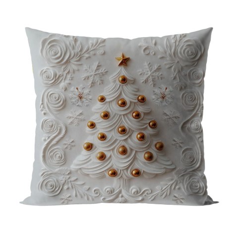 CHOINKA Z EFEKTEM 3D Poszewka dekoracyjna VELVET, 40x40cm, kolor 001 szaro biały PBN335/POP/001/040040/1