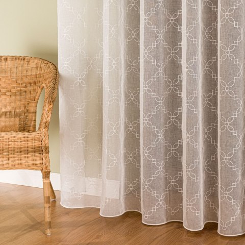 Firanka haftowana po całości z ołowianką, wysokość 280cm, kolor 001 biały 425060/OLO/001/000280/1