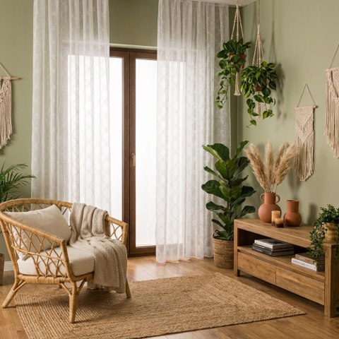 Firanka haftowana po całości z ołowianką, wysokość 280cm, kolor 001 biały 425060/OLO/001/000280/1