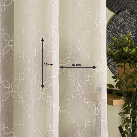 Firanka haftowana po całości z ołowianką, wysokość 280cm, kolor 001 biały 425060/OLO/001/000280/1