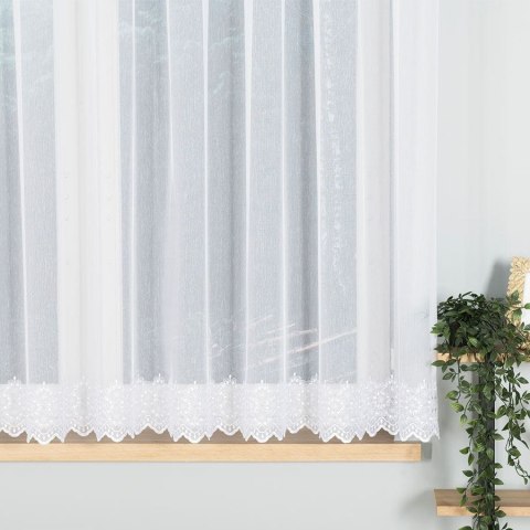 Firanka haftowana ze wzorem na samym dole, wysokość 160cm, kolor 001 biały 007888/768/001/000160/1