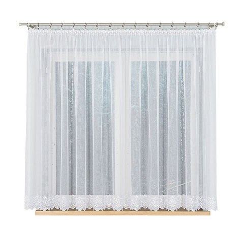 Firanka haftowana ze wzorem na samym dole, wysokość 160cm, kolor 001 biały 007888/768/001/000160/1