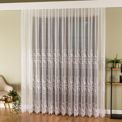 Firanka z aplikacją na markizecie 122467 wysokość 250 cm kolor biały