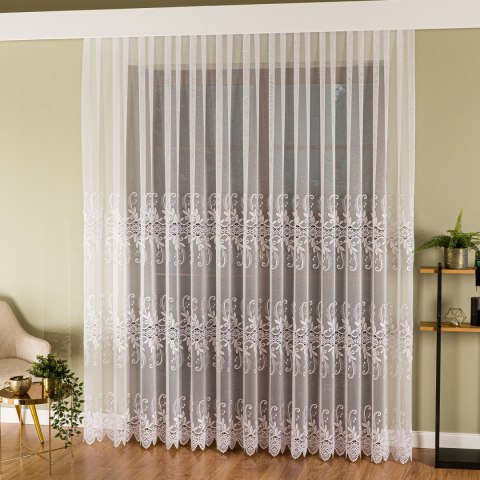 Firanka z aplikacją na markizecie 122467 wysokość 250 cm kolor biały