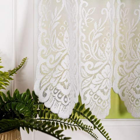 Zazdrostka żakardowa ze wzorem po całości, wysokość 40cm, kolor 001 biały 362770/000/001/000040/1